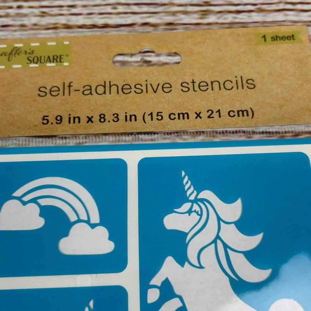 Crafter's Square Self-Adhesive Stencils 2 Pack Unicorn Geometric 5.9x8.3‎ 237411